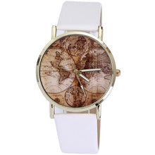 Fashion Women's World Map Leather Band Analog Quartz Wrist Watch Watche