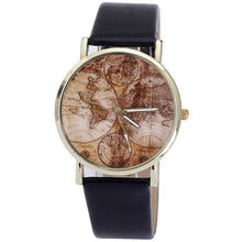 Fashion Women's World Map Leather Band Analog Quartz Wrist Watch Watche