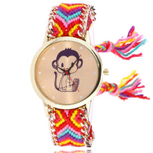Women Map Knitted Weaved Rope Band Bracelet Quartz Dial Wrist Watch