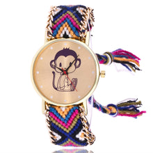Women Map Knitted Weaved Rope Band Bracelet Quartz Dial Wrist Watch