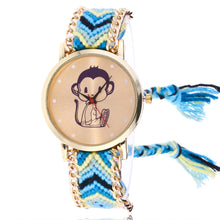 Women Map Knitted Weaved Rope Band Bracelet Quartz Dial Wrist Watch