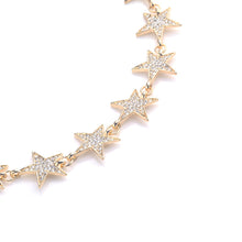Fashion Five-pointed Star Charm Rhinestone Diamante Necklace Women Jewelry GD